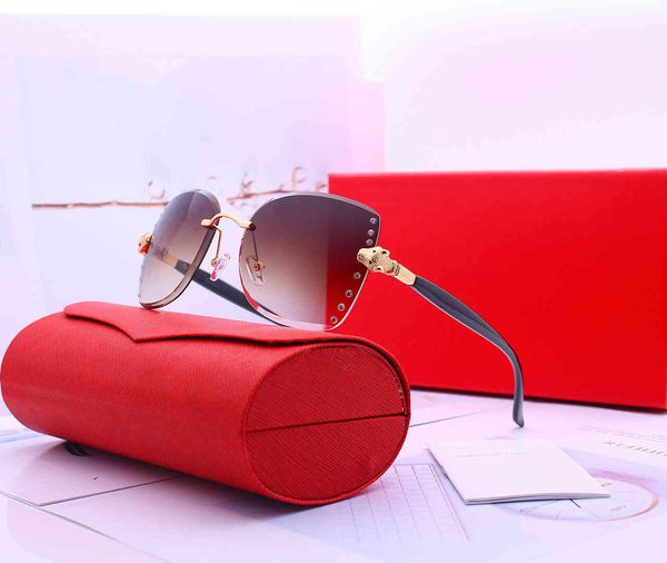 2021 new sunglasses polygonal trimming large frame glasses gradient frameless with rimmed square sunglasses, White;black
